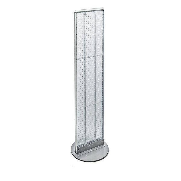 2-Sided Pegboard Floor Display Rack on Rotating Base13.5"W x 60"H